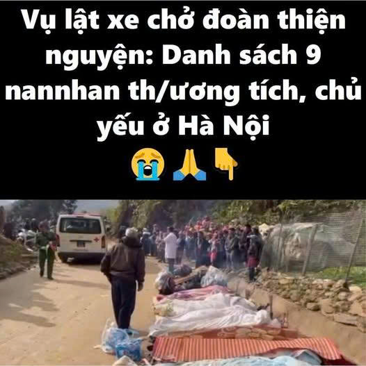 Danh tính 9 người bị thương trong vụ lật xe chở đoàn giáo viên từ Hà Nội đi từ thiện ở Lào Cai